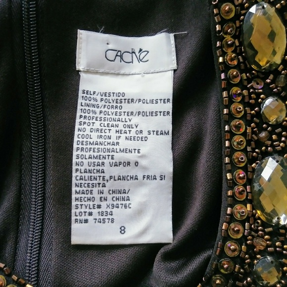 SALE! Cache Sz 8 Brown Beaded Fancy Party Dress - Picture 8 of 8